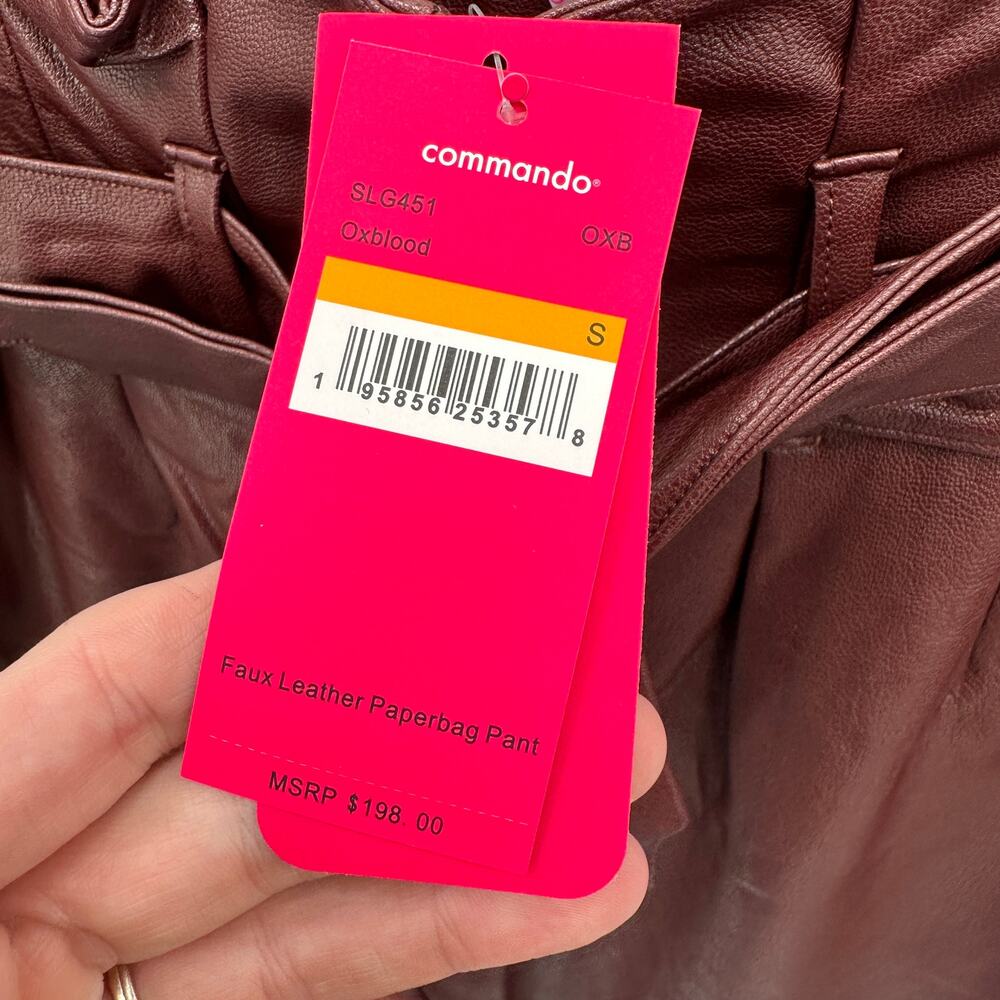 COMMANDO NWT Faux Leather Paperbag Pants in Oxblood // S - Picture 7 of 12